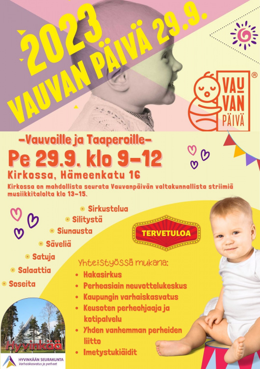 Vauvanpäivä Hyvinkään kirkossa perjantaina 29.9 klo 9-12(-15)