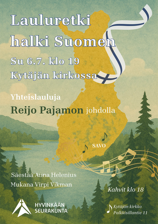 yhteislauluhetki Kytäjän kirkossa 6.7. klo 19
